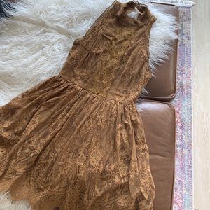 Free People Gold Autumn Lace Dress